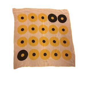 Yellow Black Polyester Circle Print Scarf square
